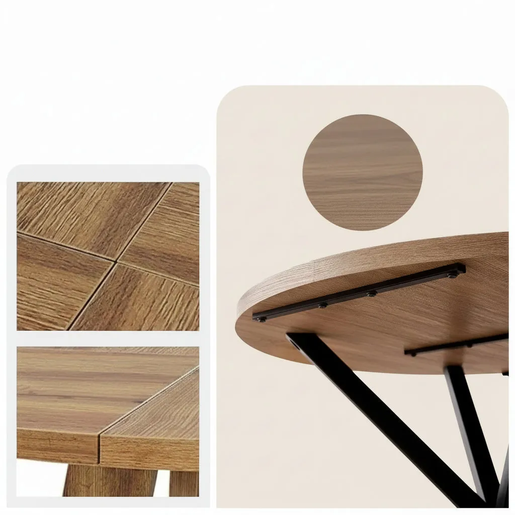 OutdoorMatch Ronde Tafel 110 cm Licht Hout met Metaal