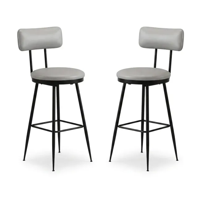 OutdoorMatch barstoelen kunstleer donkergrijs 2 stuks