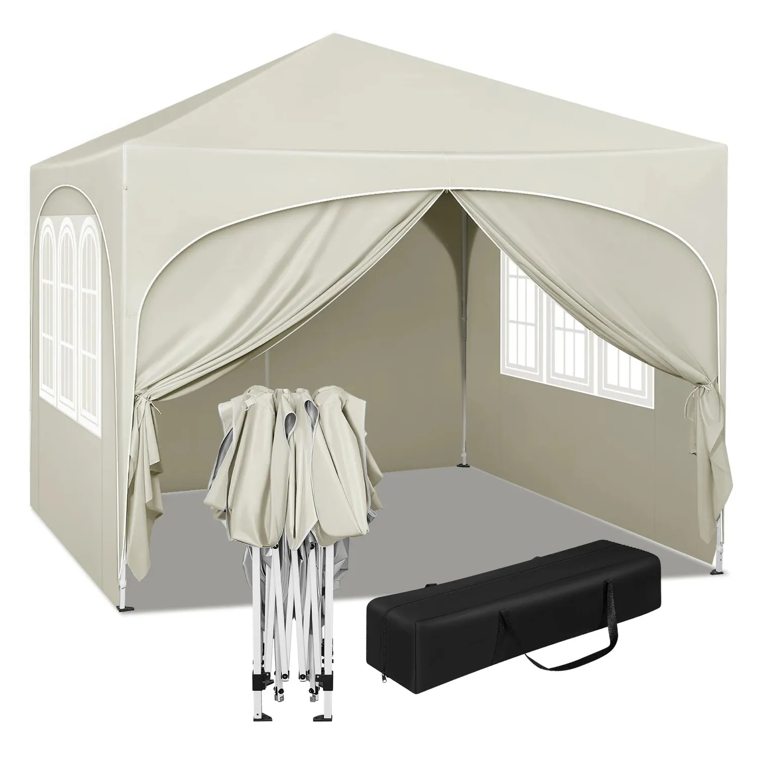 OutdoorMatch Partytent 3x3m Beige met Zijwanden