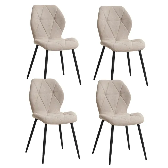 OutdoorMatch Eetkamerstoelen Beige 4 Stuks Linnen