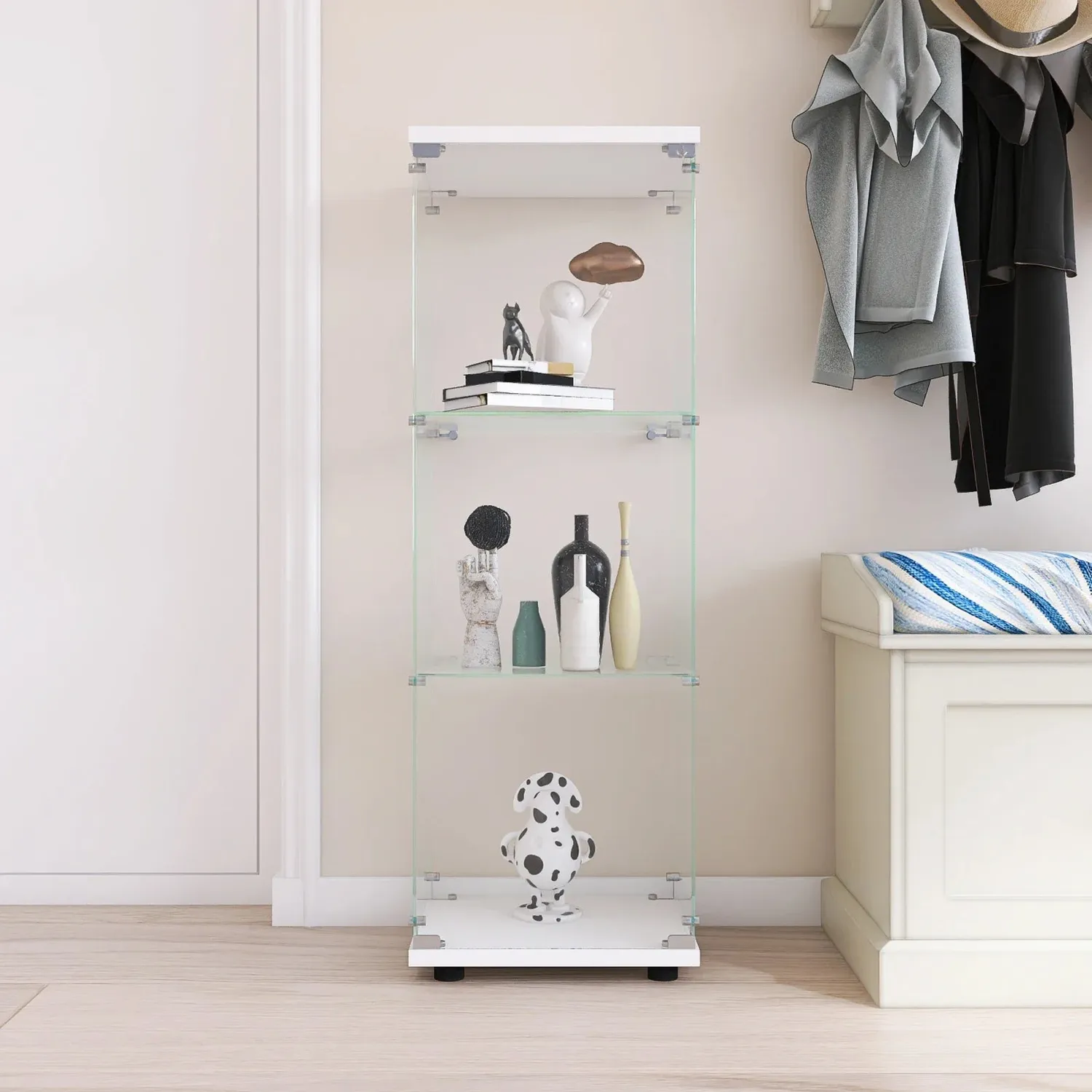 OutdoorMatch Displaykast Glas 3 Etages 49 cm Met Deur