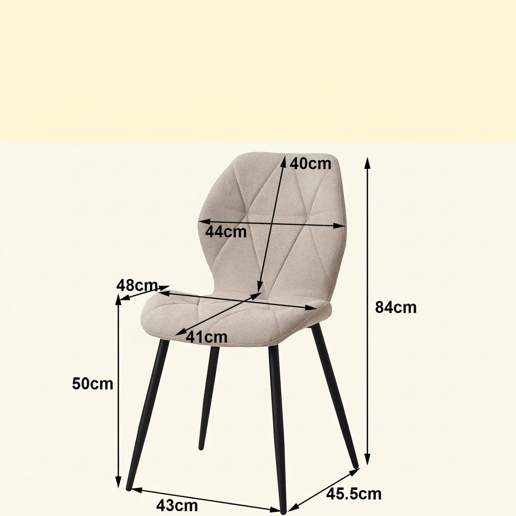 OutdoorMatch Eetkamerstoelen Beige Linnen Set 2 Stuks Metaal