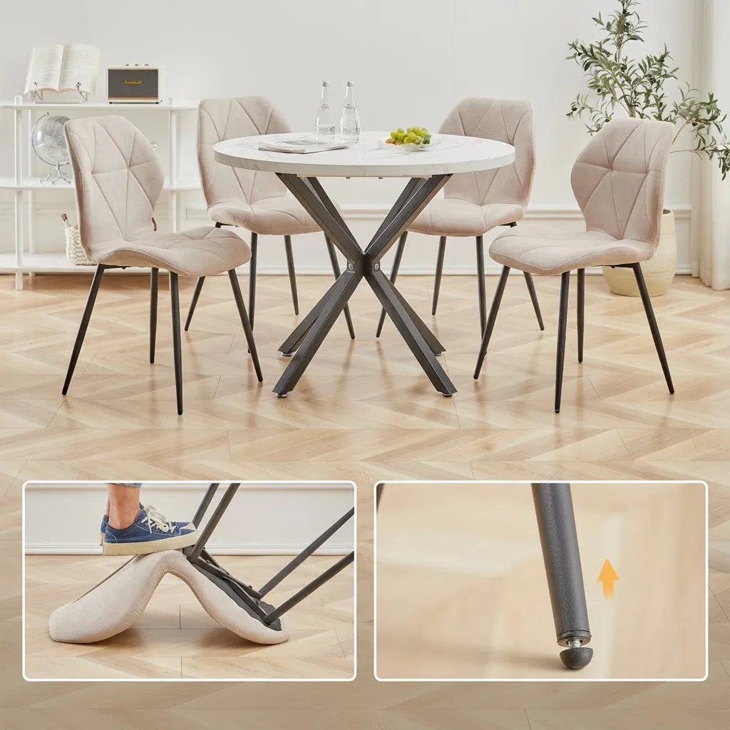 OutdoorMatch Eetkamerstoelen Beige 4 Stuks Linnen