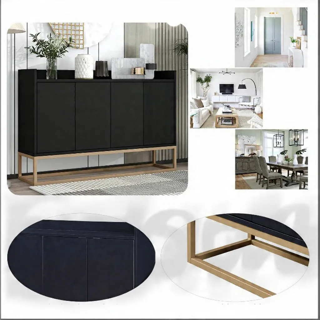 OutdoorMatch Dressoir 120x30 Wit Zwart 4 Deuren Verstelbaar