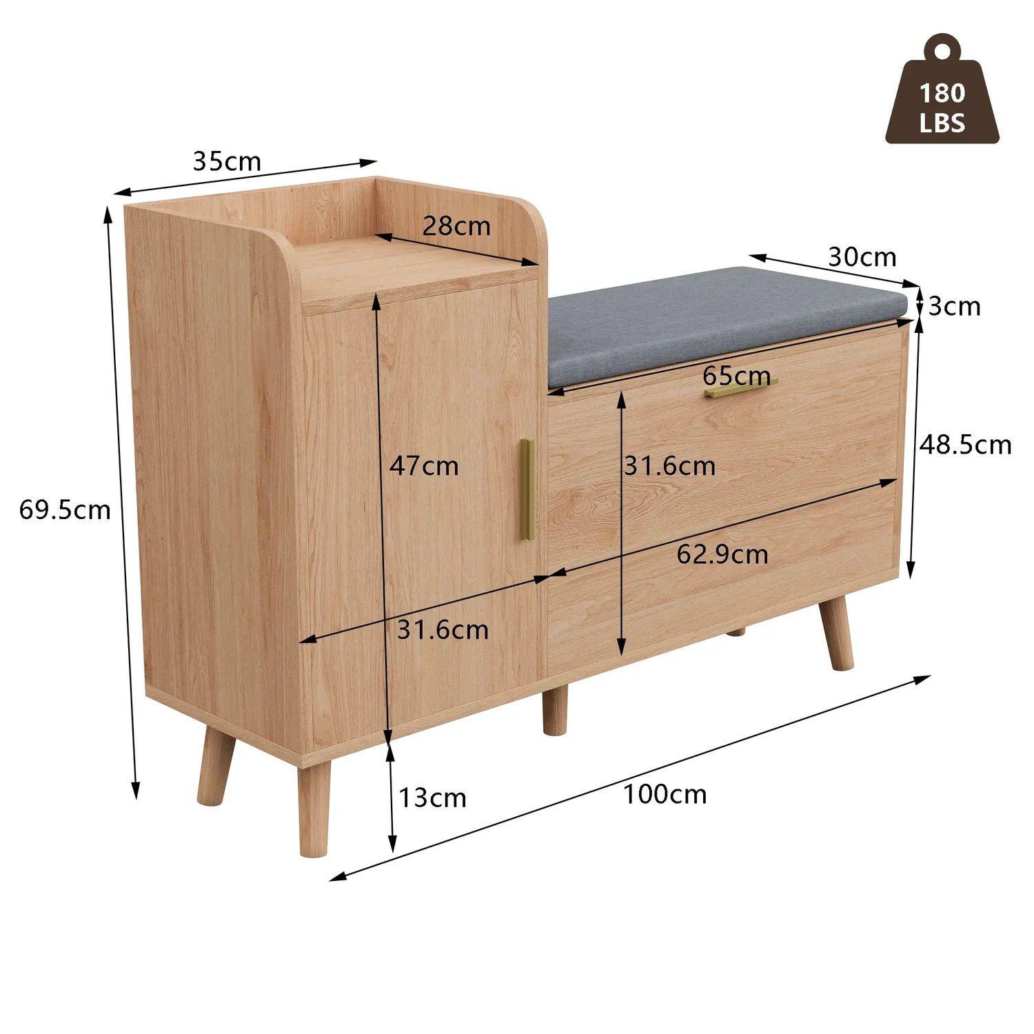 OutdoorMatch Schoenenkast 100x30x69,5 cm Hout Natuurlijk