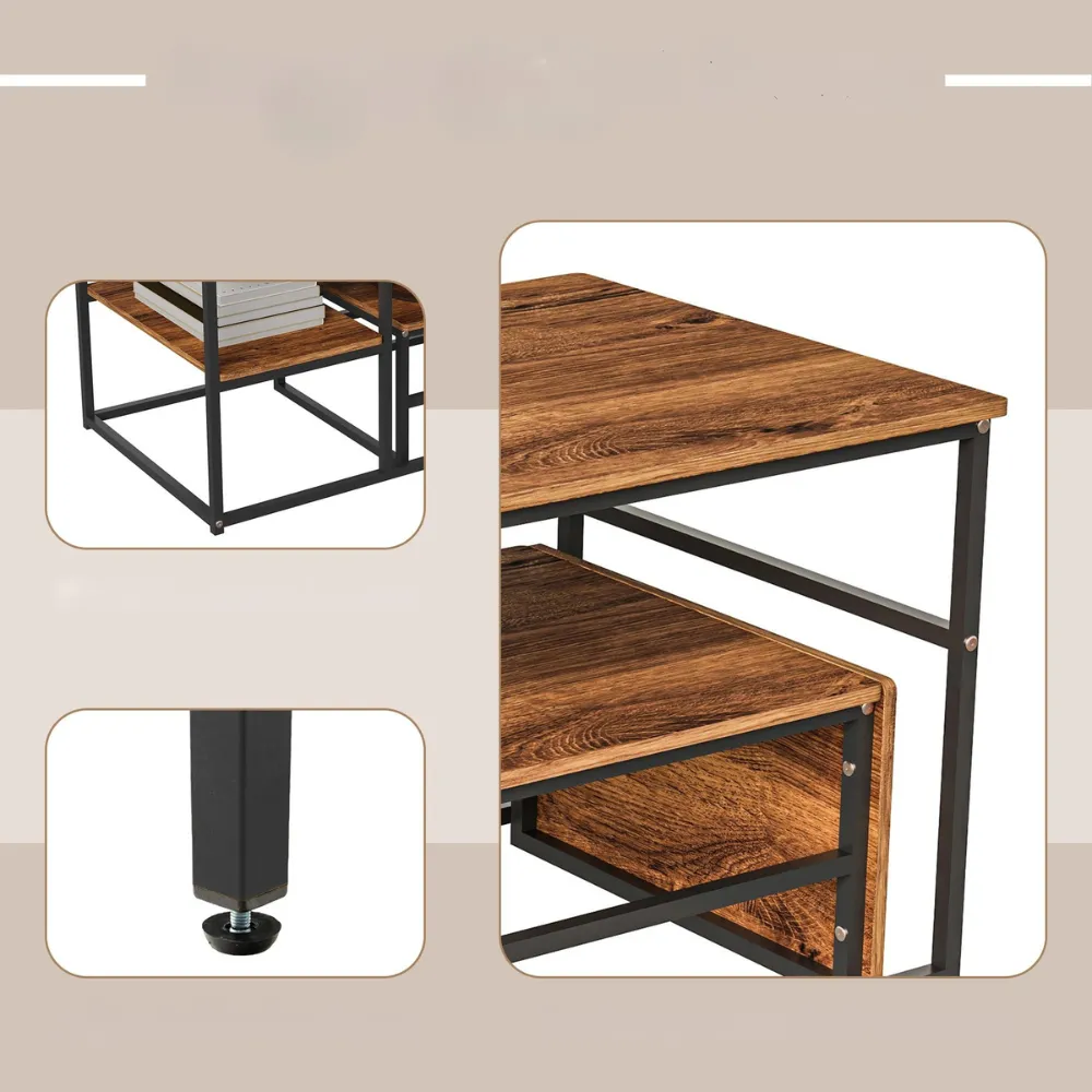 OutdoorMatch Salontafel Set van 2 Natuurlijk Hout