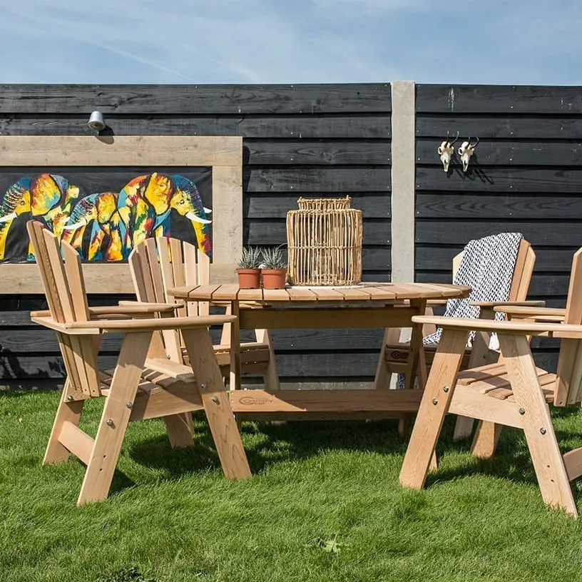 Comfychair houten tuintafel gemonteerd weerbestendig