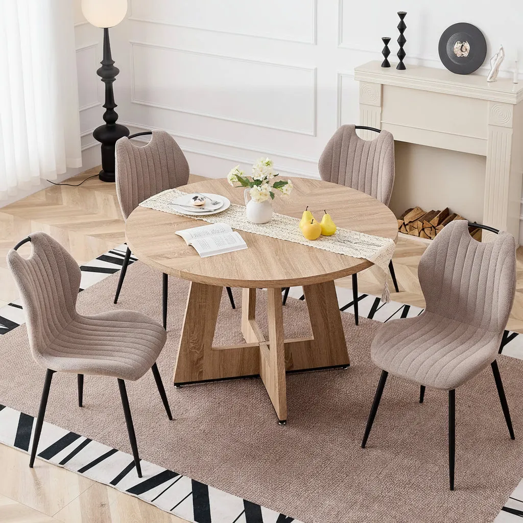 OutdoorMatch Ronde Eettafel 110 cm Licht Hout Scandinavisch