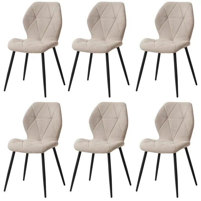 OutdoorMatch Eetkamerstoelen Linnen Beige 6 Stuks 120kg