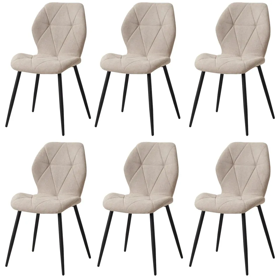 OutdoorMatch Eetkamerstoelen Linnen Beige 6 Stuks 120kg
