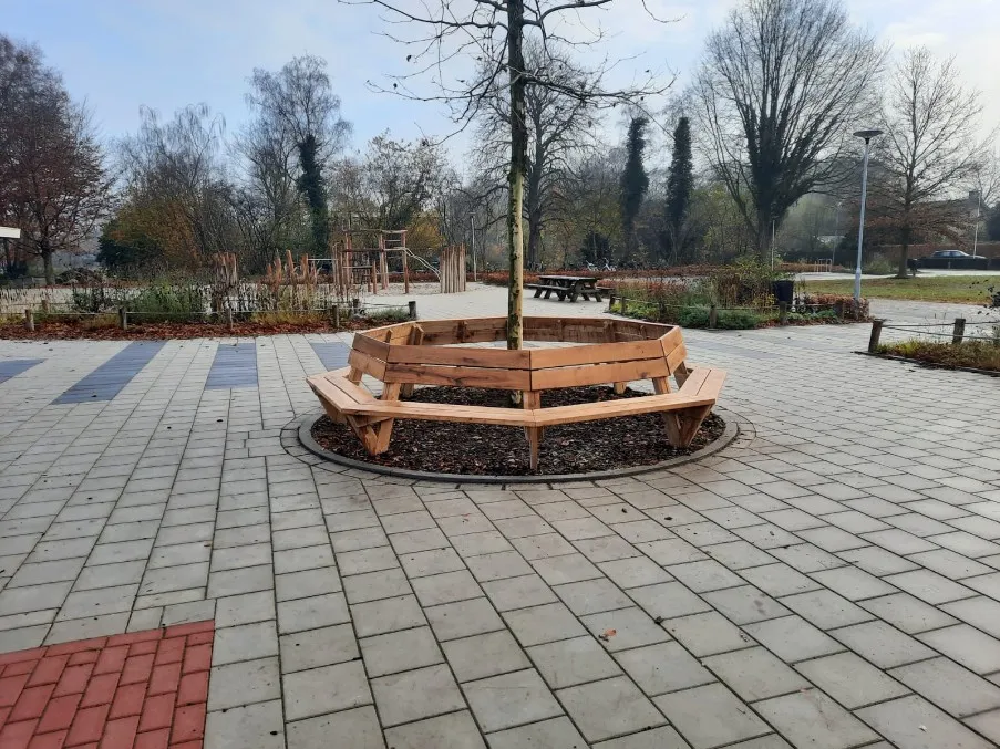 Jaap de Vries Miami boombank eikenhout achthoekig