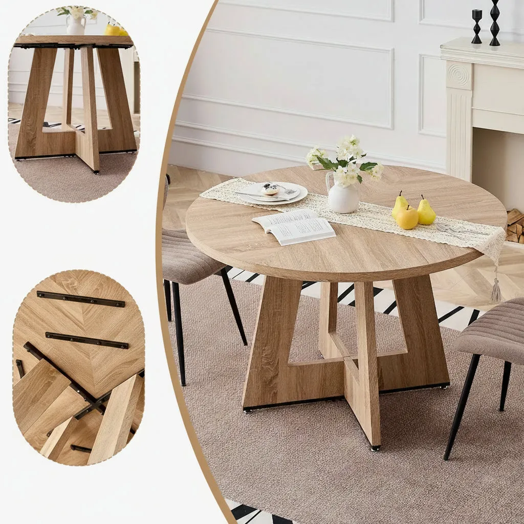 OutdoorMatch Ronde Eettafel 110 cm Licht Hout Scandinavisch
