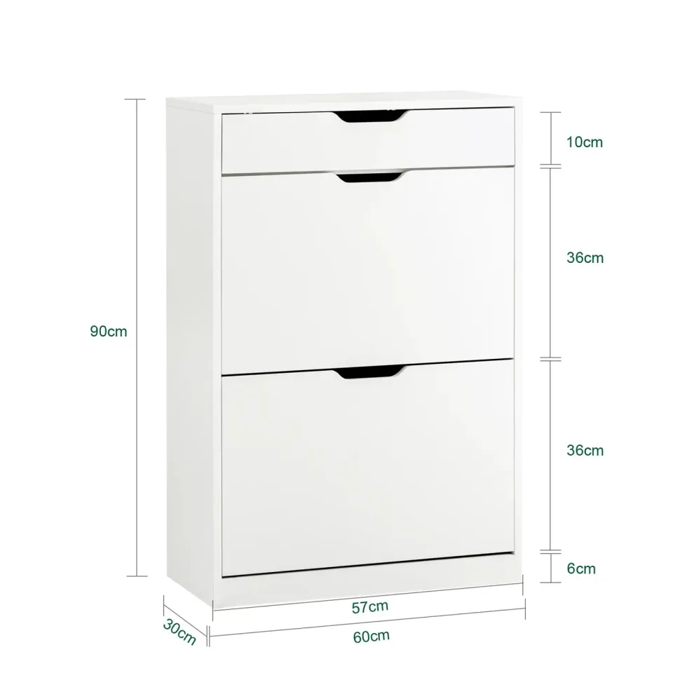 OutdoorMatch Schoenenkast 4 Kleppen Wit 60 cm 12-16 Paar