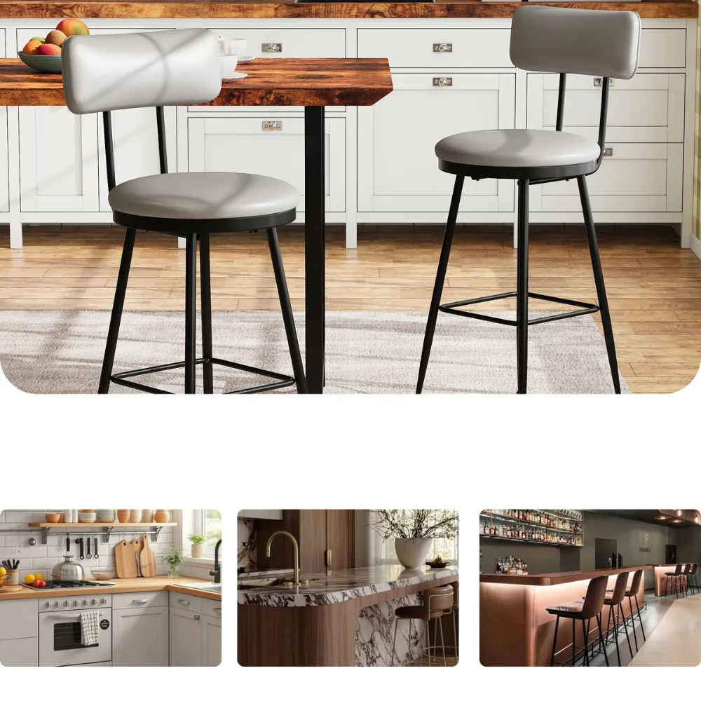 OutdoorMatch barstoelen kunstleer donkergrijs 2 stuks
