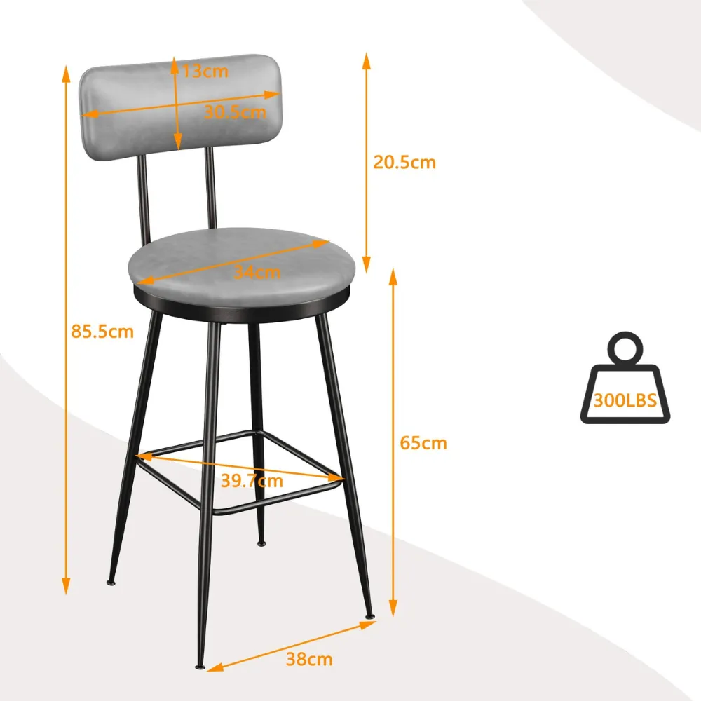 OutdoorMatch barstoelen kunstleer donkergrijs 2 stuks
