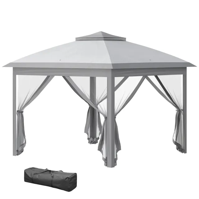 And OutdoorMatch Partytent 3,3x3,3m Grijs Met Muggennet