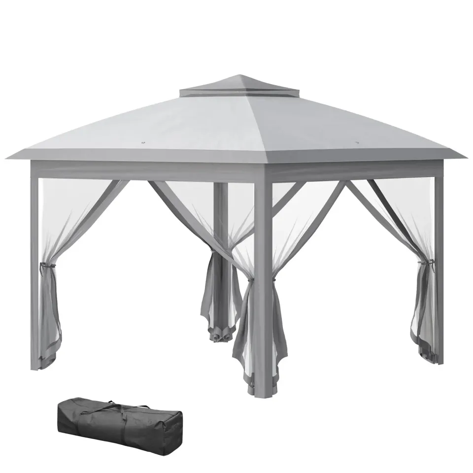 And OutdoorMatch Partytent 3,3x3,3m Grijs Met Muggennet