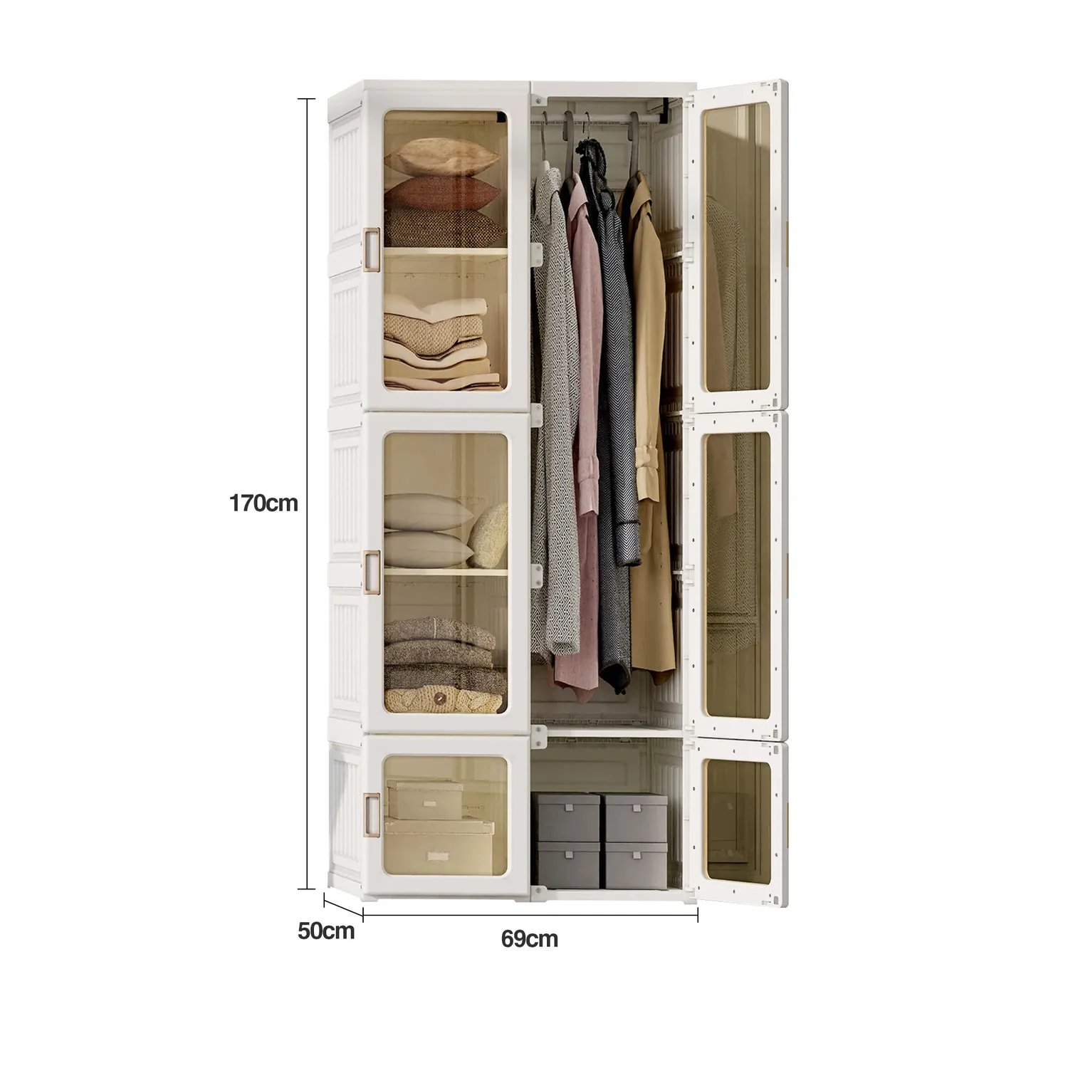 OutdoorMatch Opvouwbare Kledingkast Wit 69x50x170cm