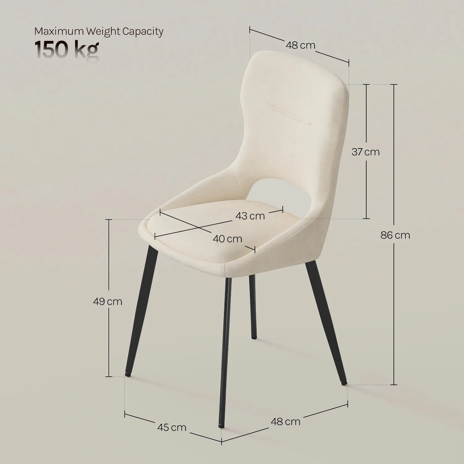 OutdoorMatch Eetkamerstoelen Chenille Set van 6 Khaki Hoge Rug