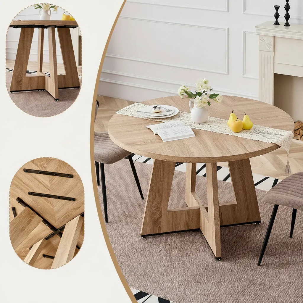 OutdoorMatch eettafel rond 110 cm zwart hout