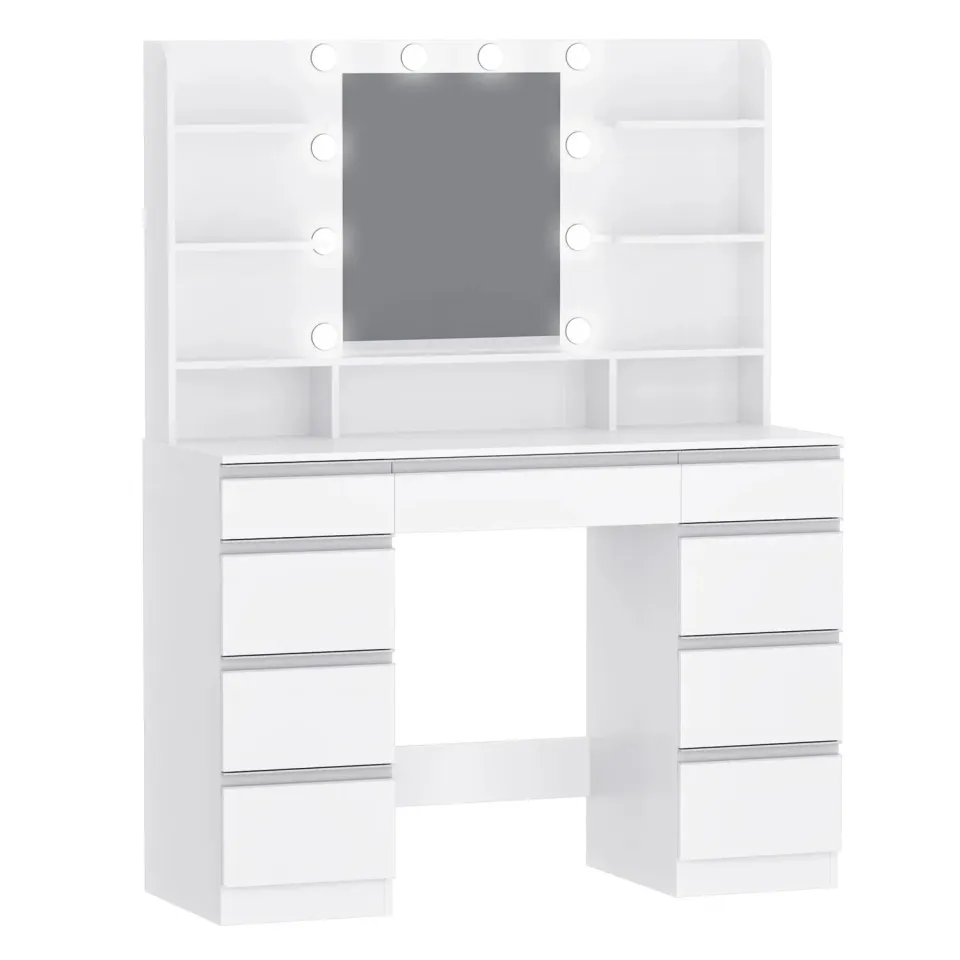 OutdoorMatch Make-uptafel Zilver Spiegel 10 LED 9 Laden