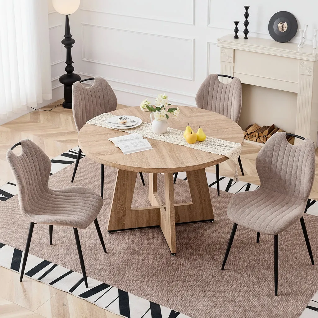 OutdoorMatch eettafel rond 110 cm zwart hout