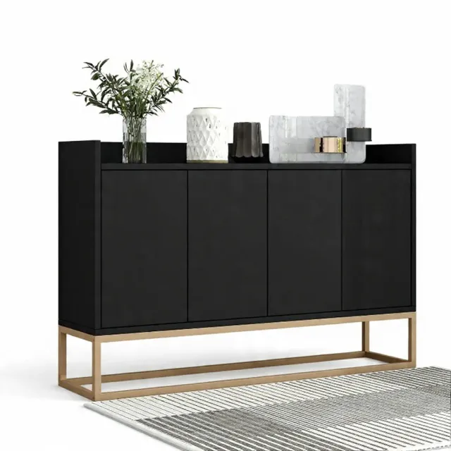 OutdoorMatch Dressoir 4 Deuren Wit Zwart 120 cm Soft-close