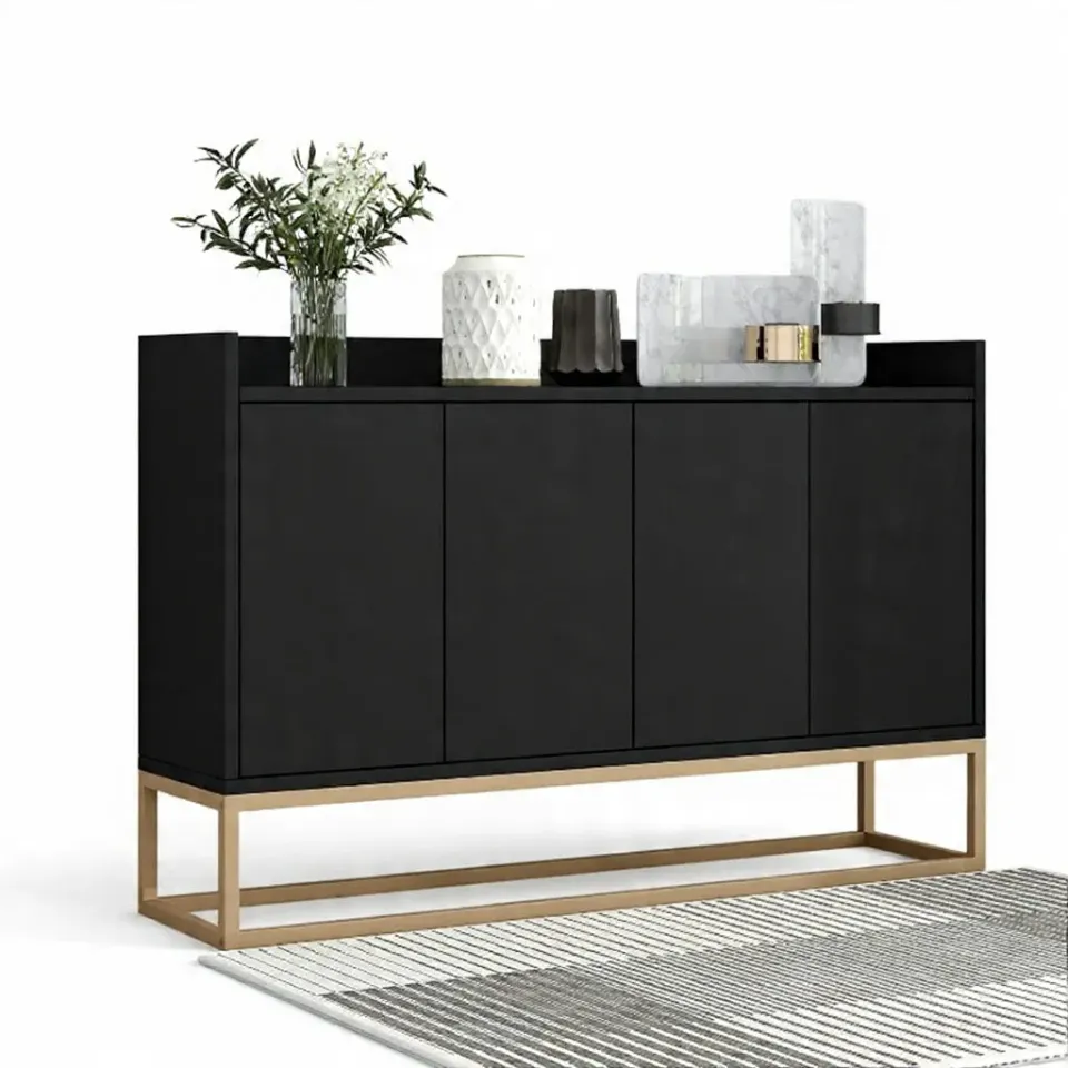 OutdoorMatch Dressoir 4 Deuren Wit Zwart 120 cm Soft-close