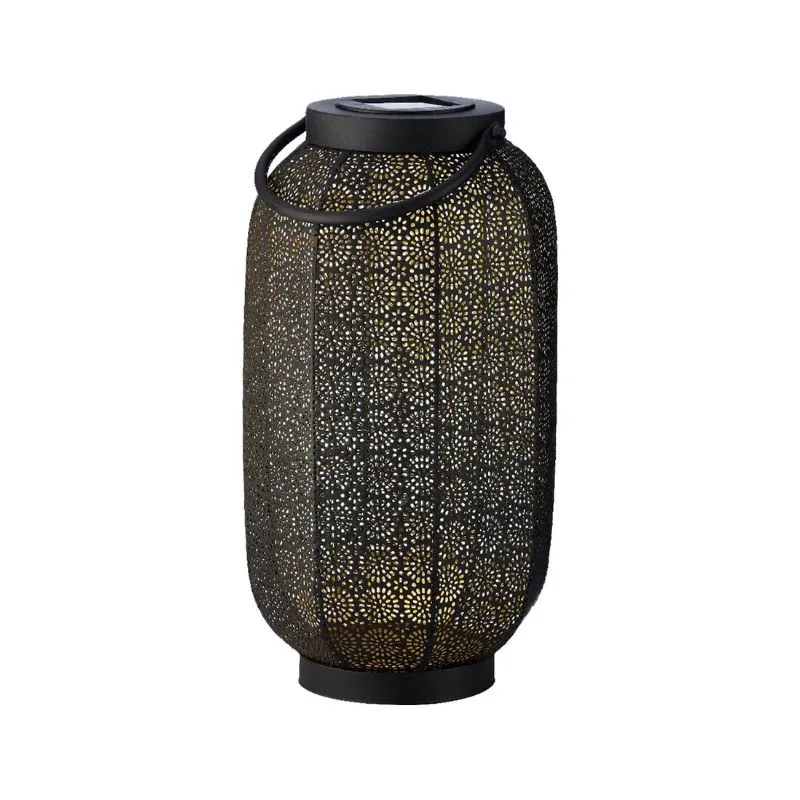 Lifestyle Solar lantaarn metaal zwart-goud dia 20 cm steady