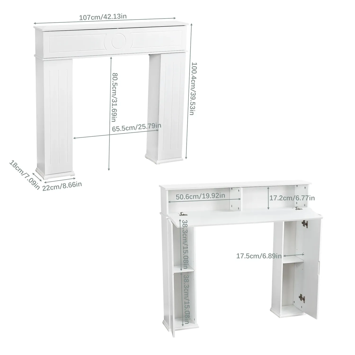OutdoorMatch Opbergkast Wit 107x19cm smal hidden vakken