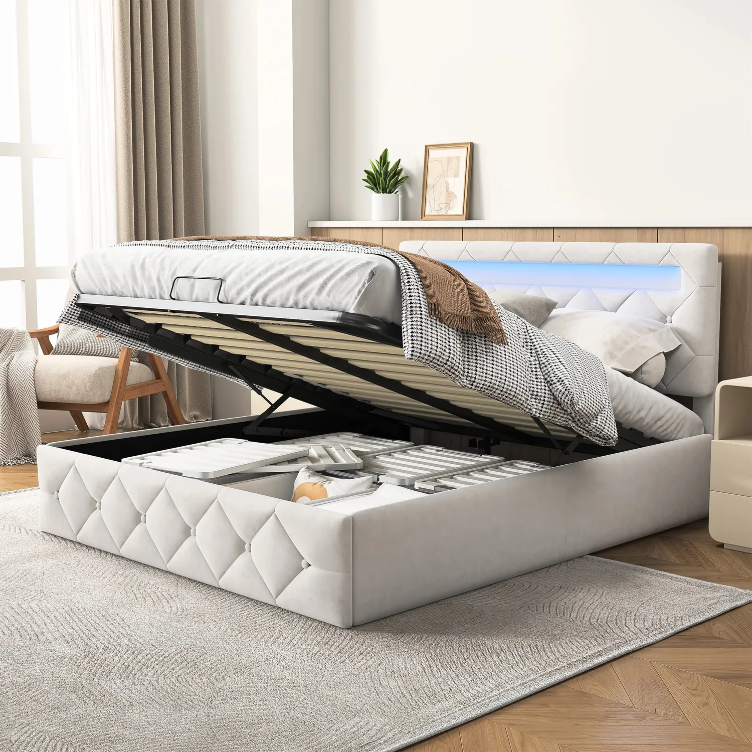 OutdoorMatch Bedframe LED Opbergruimte 140/160x200
