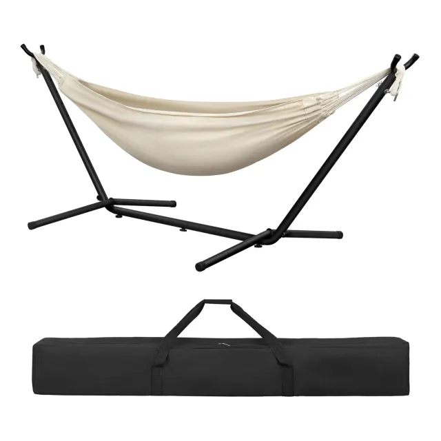 And OutdoorMatch Hangmat Met Standaard Beige Dubbel 250 kg