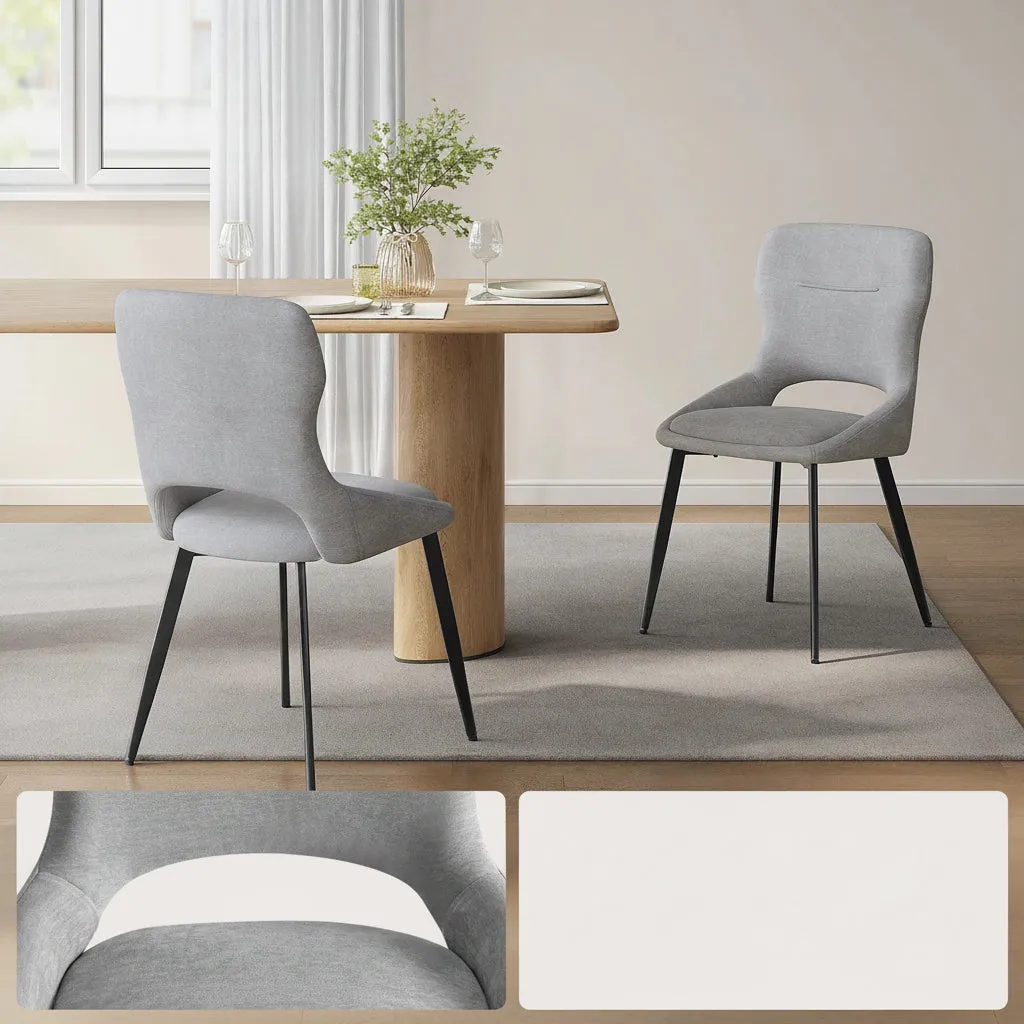 OutdoorMatch Eetkamerstoelen Chenille Set van 6 Khaki Hoge Rug