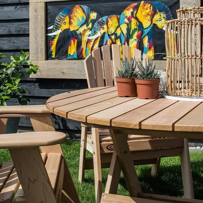 Comfychair houten tuintafel gemonteerd weerbestendig