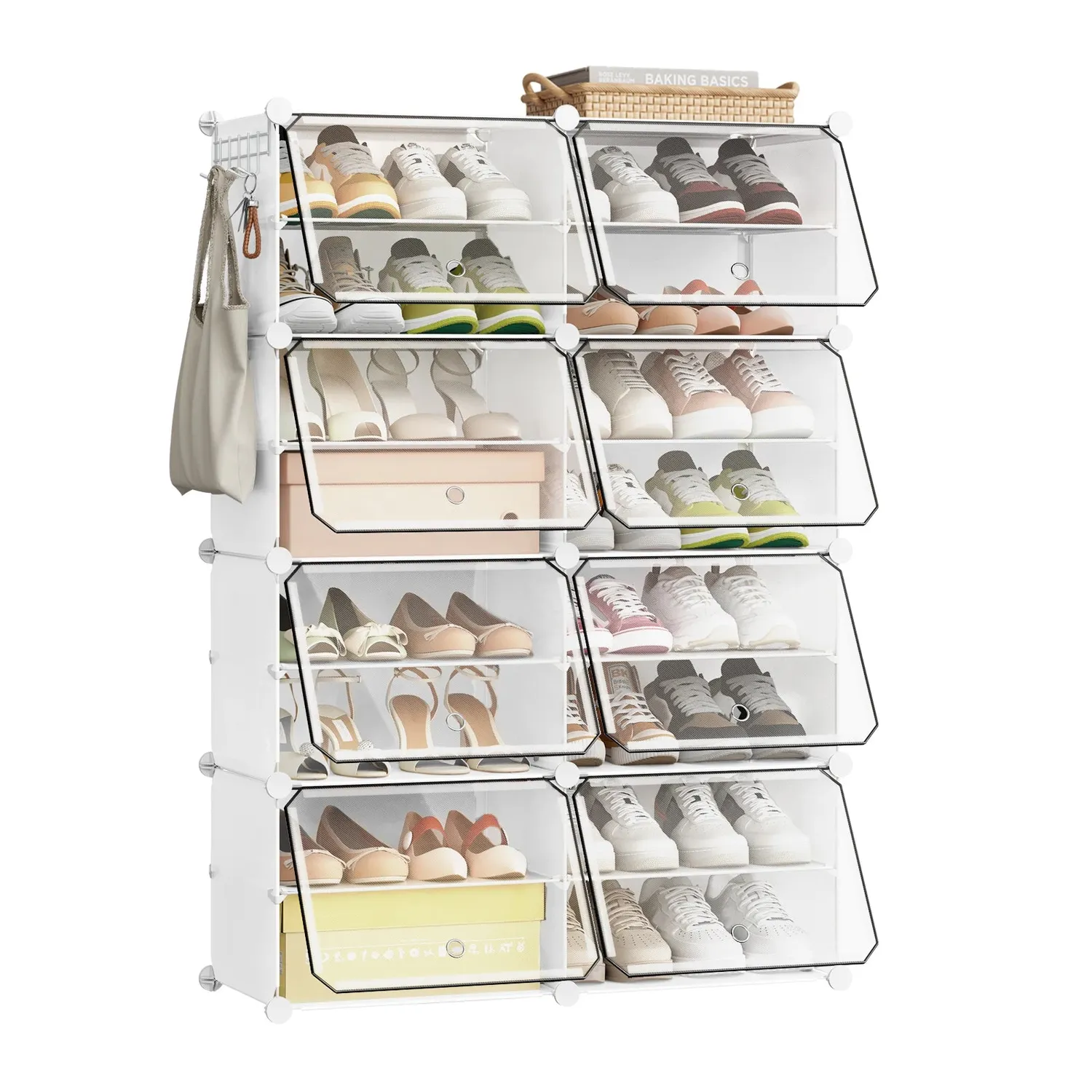 OutdoorMatch schoenenkast zwart transparant 30x80x120 stapelbaar