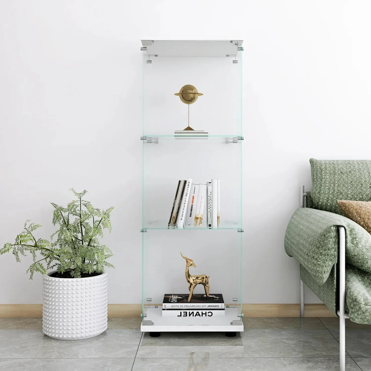 OutdoorMatch Displaykast Glas 3 Etages 49 cm Met Deur