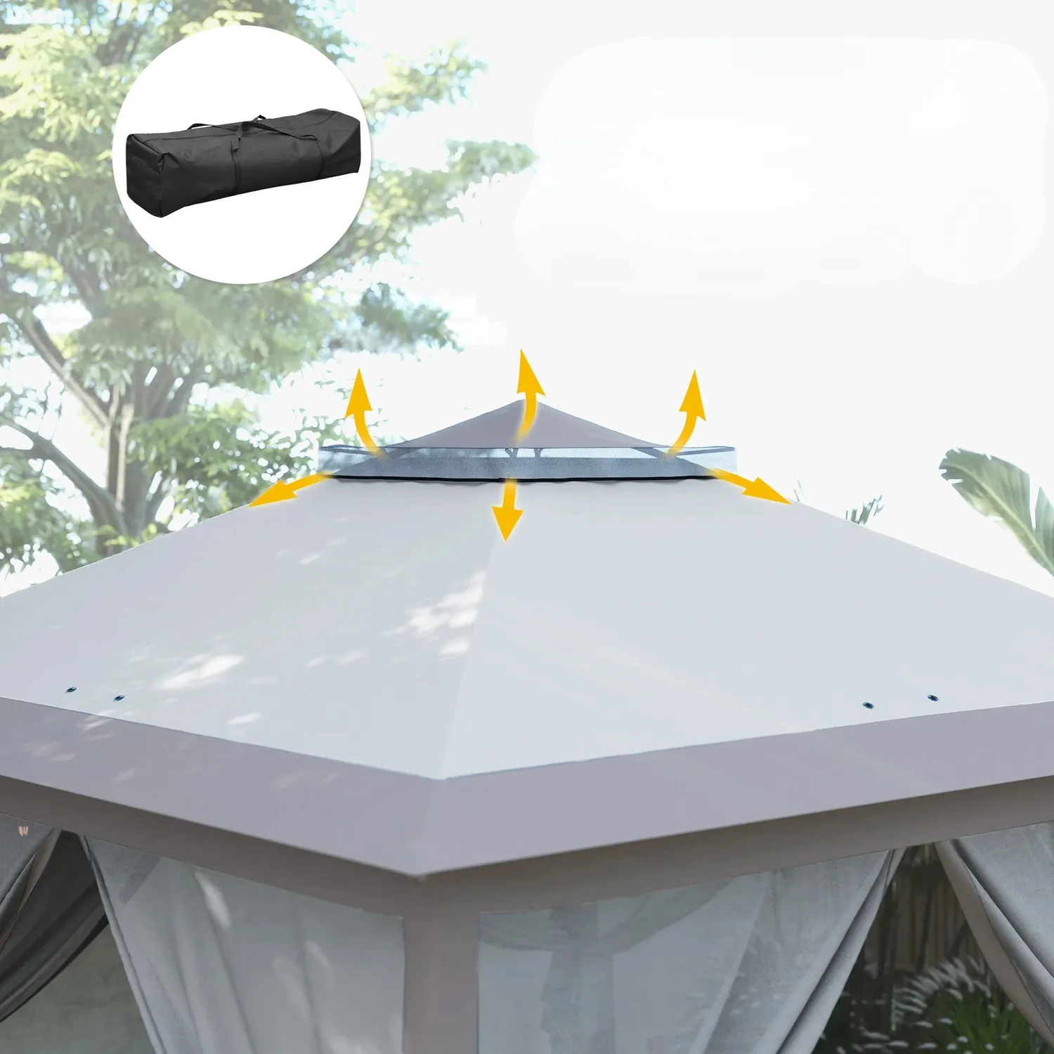 And OutdoorMatch Partytent 3,3x3,3m Grijs Met Muggennet