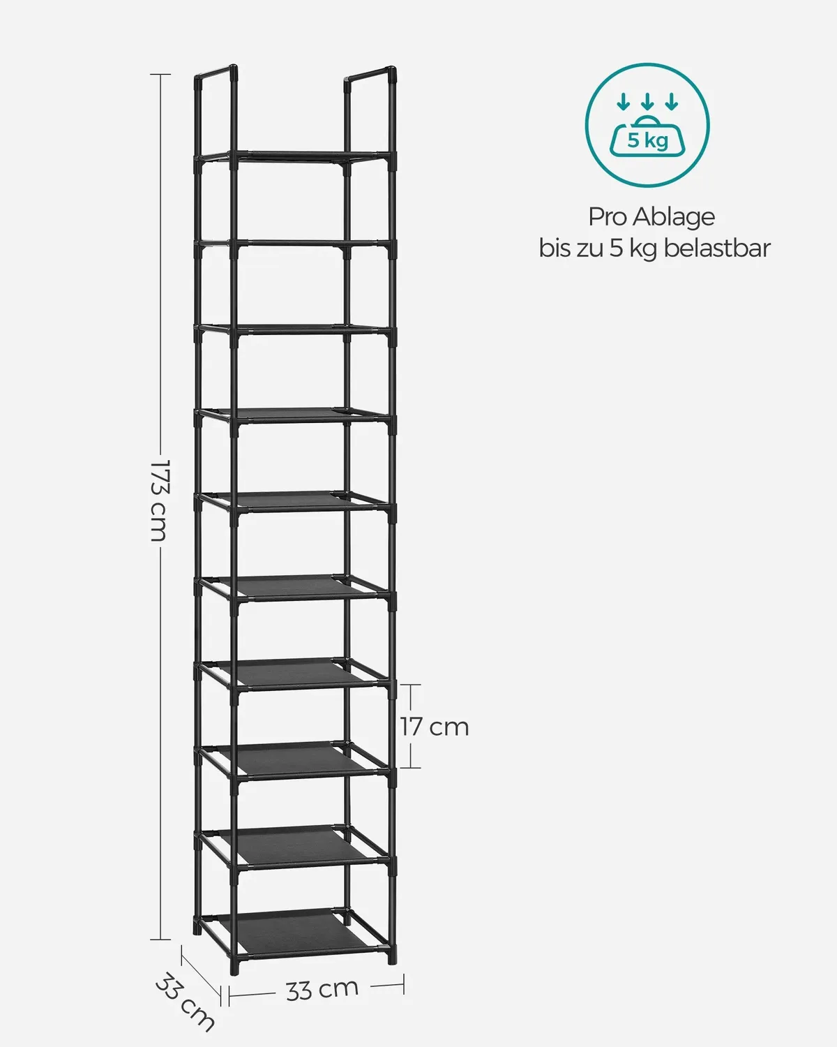 And OutdoorMatch Schoenenrek 10 Etages Grijs Smal 33 cm