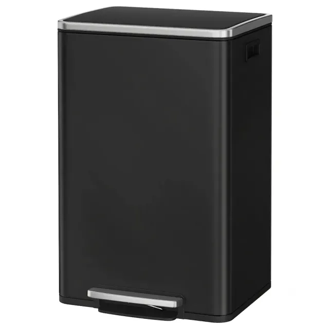 OutdoorMatch Afvalbak 50L Zwart met Pedaal Soft-Close