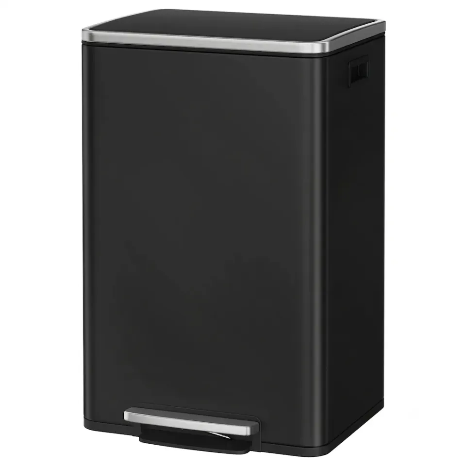 OutdoorMatch Afvalbak 50L Zwart met Pedaal Soft-Close