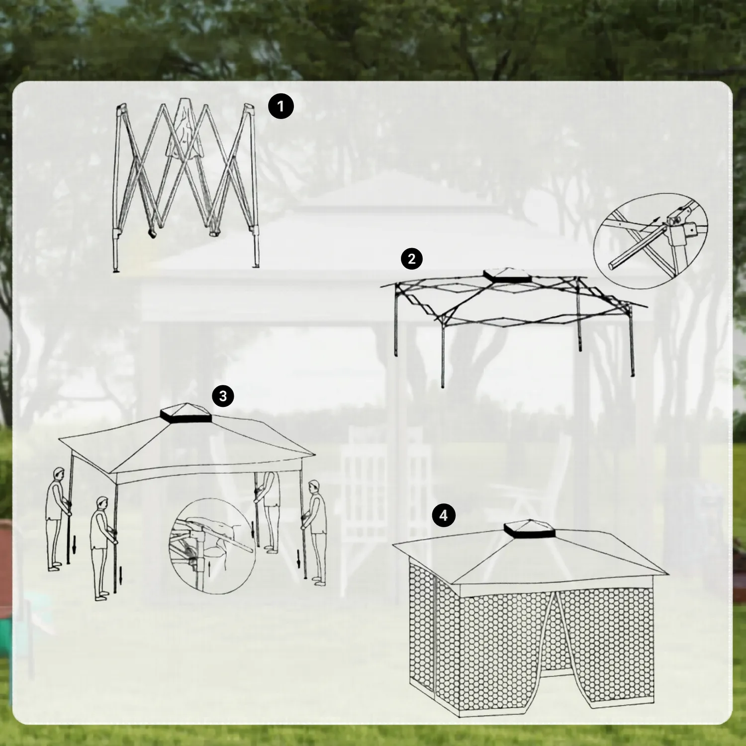 OutdoorMatch Partytent 3x3 Beige UV met Muskietennet