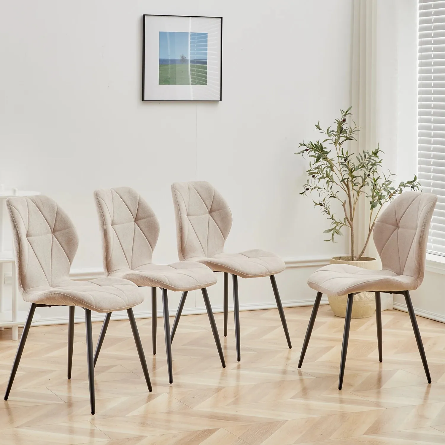 OutdoorMatch Eetkamerstoelen Linnen Beige 6 Stuks 120kg