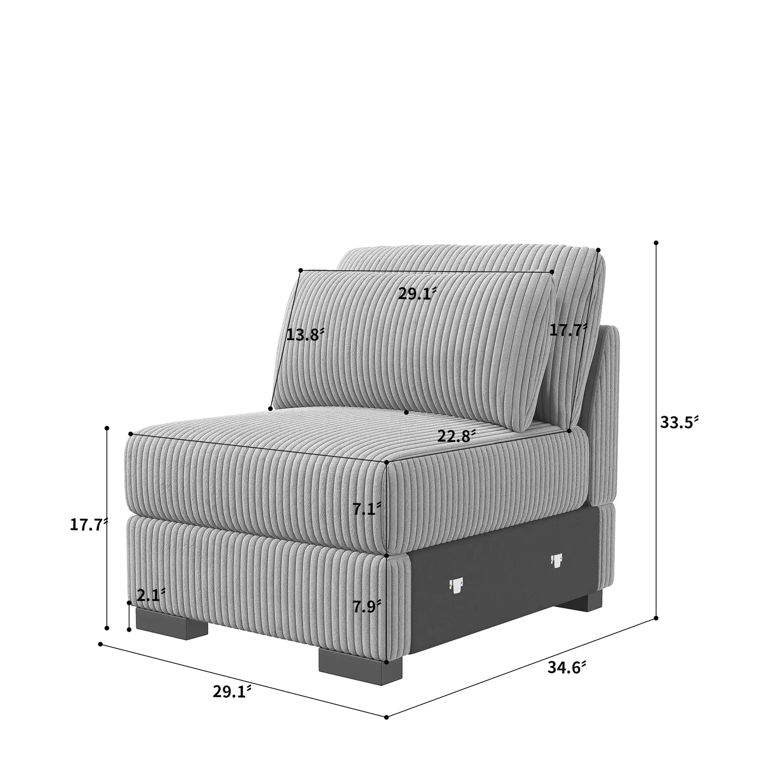 OutdoorMatch Corduroy Bank Zwart Grijs 2-delig Modulair