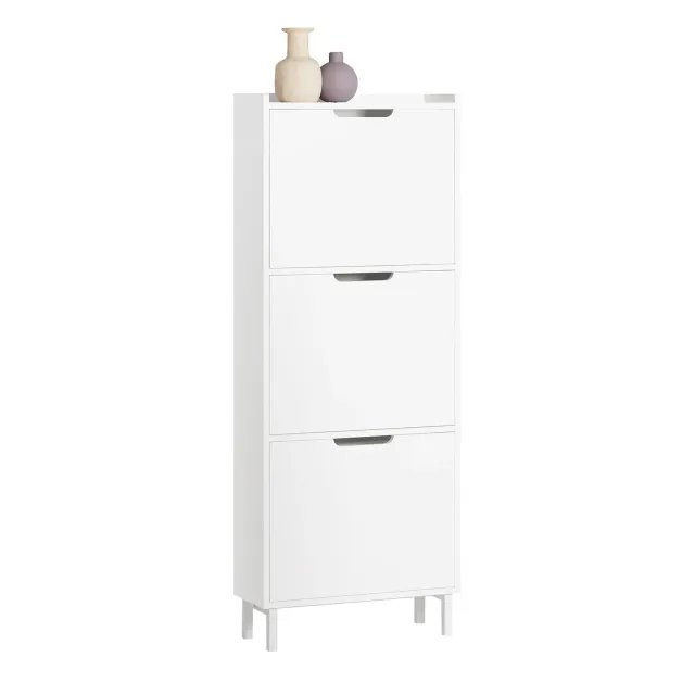 OutdoorMatch Schoenenkast wit 50 cm schoenenkast 3 kleppen smal